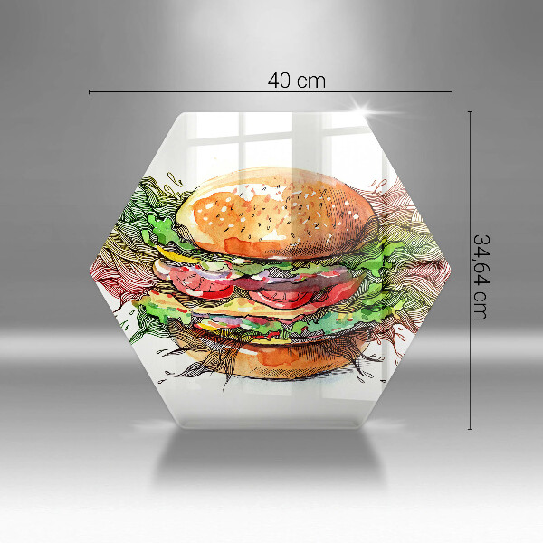 Üveg vágódeszka Hamburger rajz