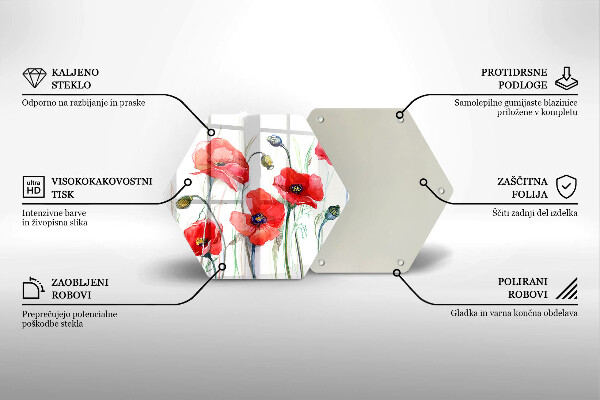 Üveg vágódeszka Piros pipacs virágok