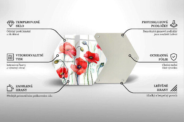 Üveg vágódeszka Piros pipacs virágok