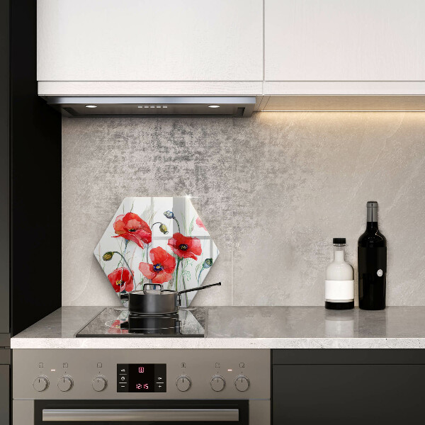 Üveg vágódeszka Piros pipacs virágok