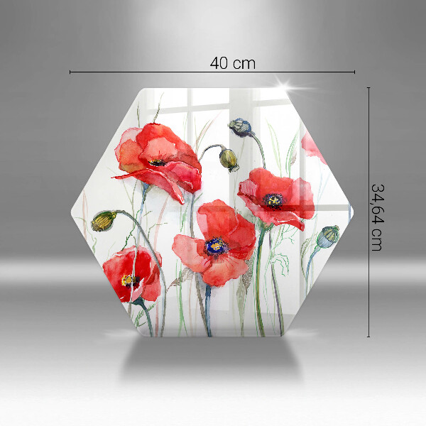 Üveg vágódeszka Piros pipacs virágok