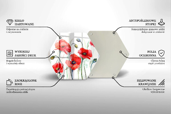 Üveg vágódeszka Piros pipacs virágok