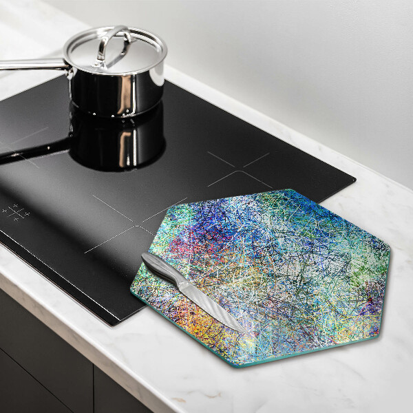 Üveg vágódeszka Színes vonal absztrakció