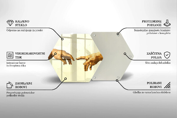 Üveg vágódeszka Ádám kezeinek teremtése