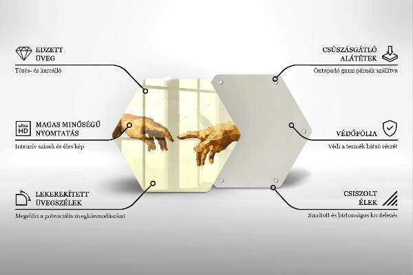 Üveg vágódeszka Ádám kezeinek teremtése