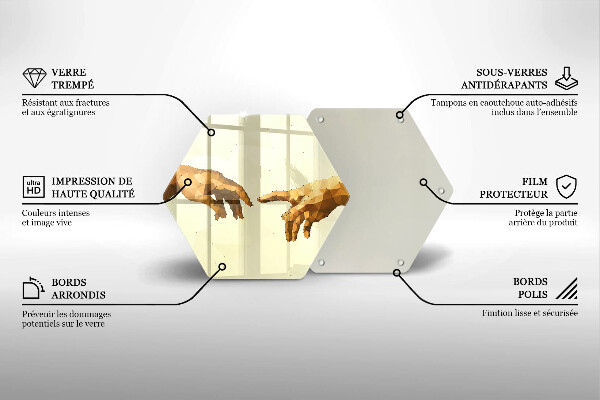 Üveg vágódeszka Ádám kezeinek teremtése