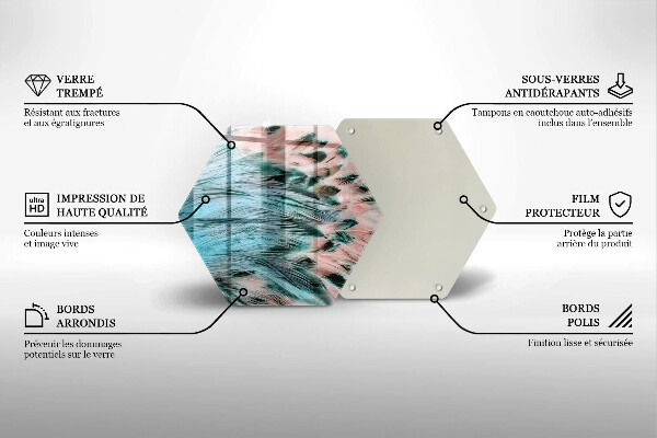 Üveg vágódeszka Boho madártollak