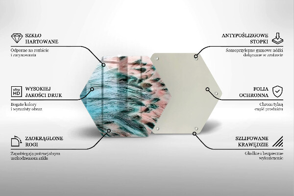 Üveg vágódeszka Boho madártollak