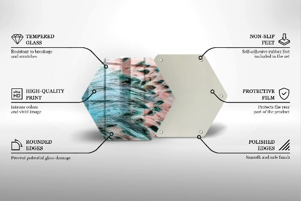 Üveg vágódeszka Boho madártollak