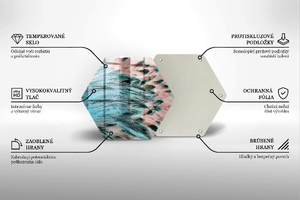 Üveg vágódeszka Boho madártollak