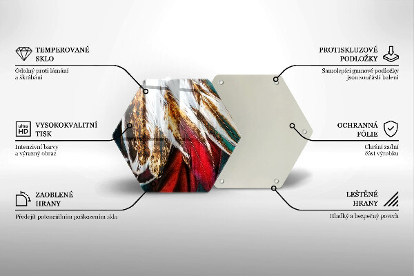 Üveg vágódeszka Boho madártollak