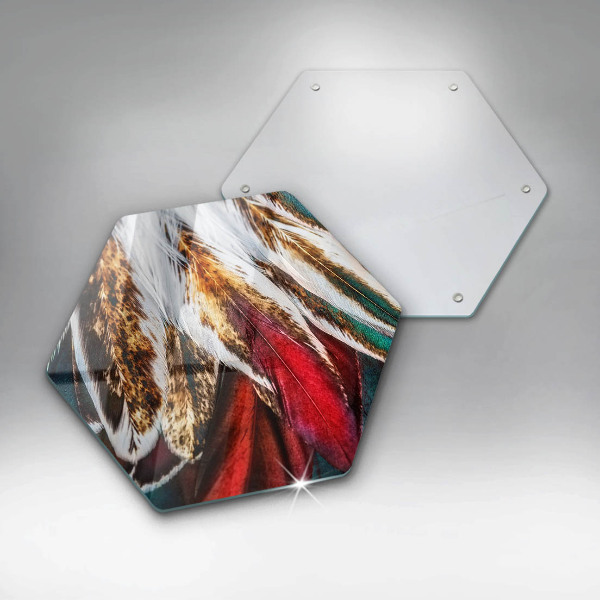 Üveg vágódeszka Boho madártollak