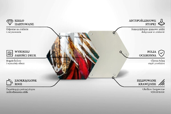 Üveg vágódeszka Boho madártollak