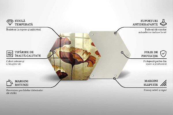 Üveg vágódeszka Festett boho virágok