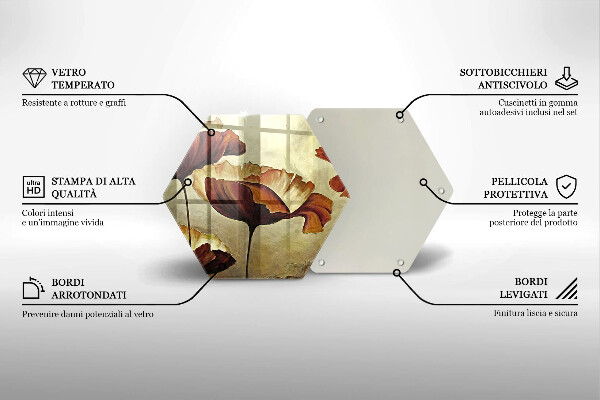 Üveg vágódeszka Festett boho virágok