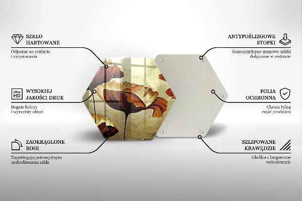 Üveg vágódeszka Festett boho virágok