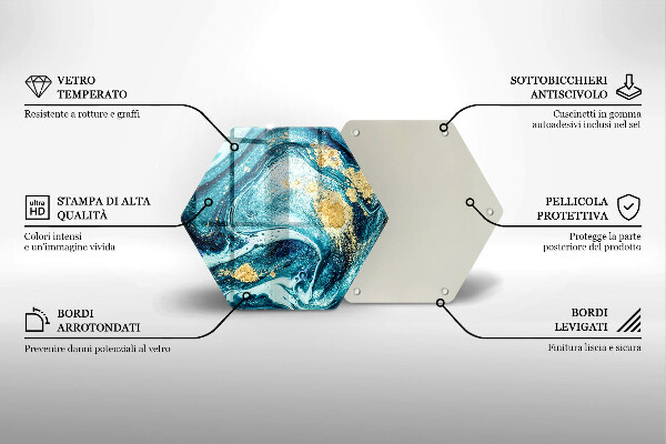 Üveg vágódeszka Kék arany absztrakció