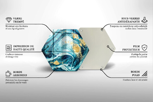 Üveg vágódeszka Kék arany absztrakció