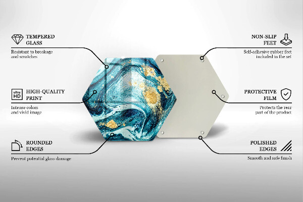 Üveg vágódeszka Kék arany absztrakció