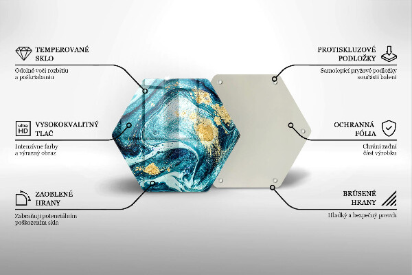 Üveg vágódeszka Kék arany absztrakció