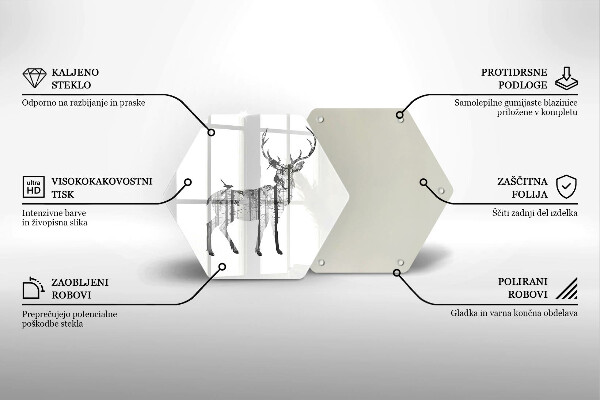 Üveg vágódeszka Szarvas és erdő illusztráció
