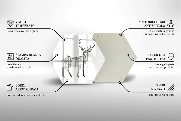 Üveg vágódeszka Szarvas és erdő illusztráció