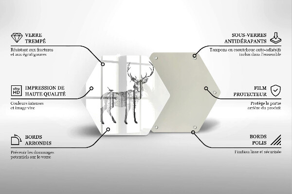 Üveg vágódeszka Szarvas és erdő illusztráció