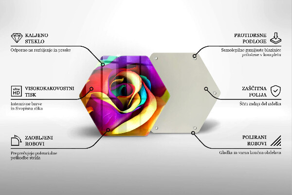 Üveg vágódeszka Színes rózsaszirom