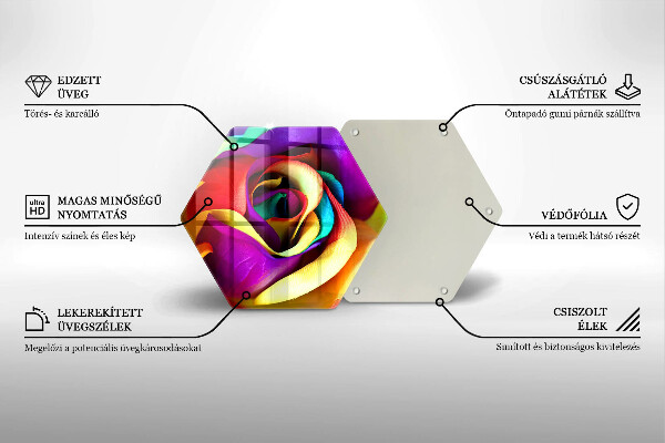 Üveg vágódeszka Színes rózsaszirom