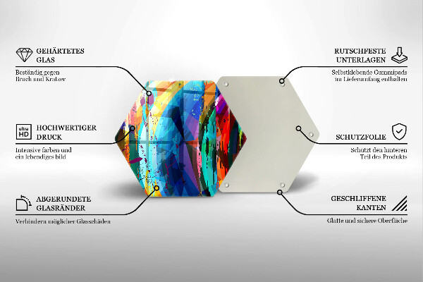 Üveg vágódeszka Színes festékfoltok