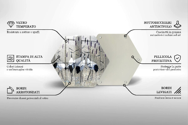 Üveg vágódeszka Japán daruk