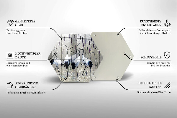 Üveg vágódeszka Japán daruk