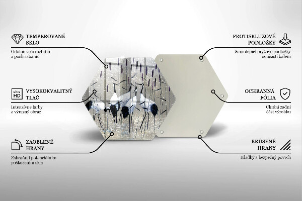 Üveg vágódeszka Japán daruk