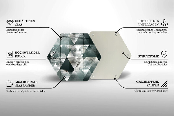 Üveg vágódeszka Háromszögek és víz