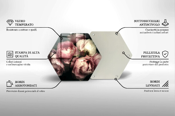 Üveg vágódeszka Bazsarózsa virágok