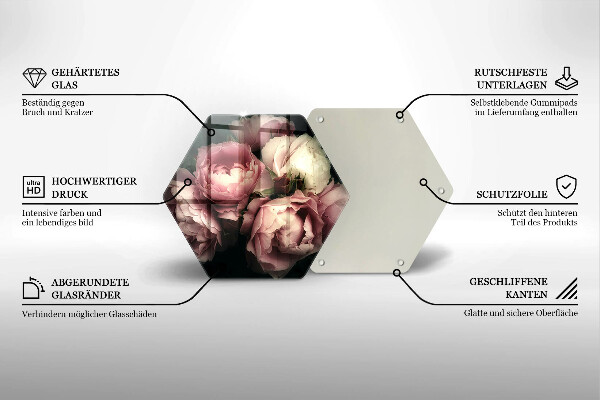 Üveg vágódeszka Bazsarózsa virágok