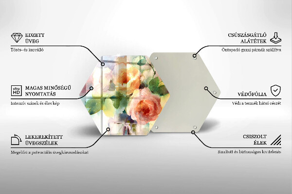 Üveg vágódeszka Festett virágok