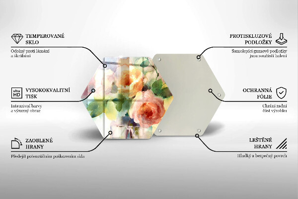 Üveg vágódeszka Festett virágok