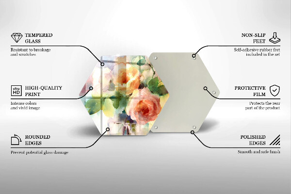 Üveg vágódeszka Festett virágok