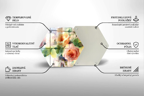 Üveg vágódeszka Festett virágok