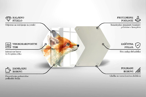Üveg vágódeszka Festett róka