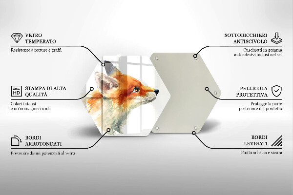 Üveg vágódeszka Festett róka
