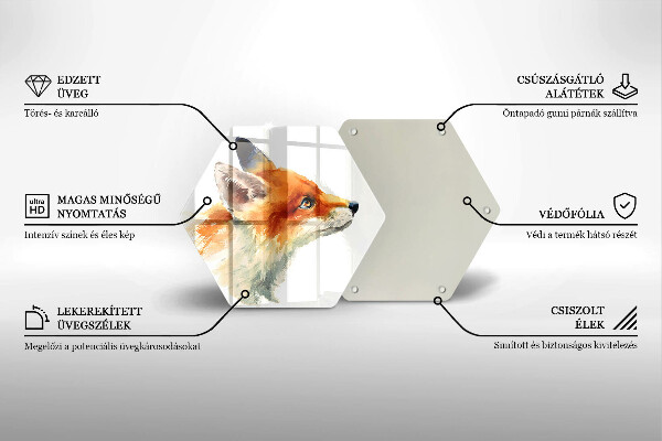 Üveg vágódeszka Festett róka