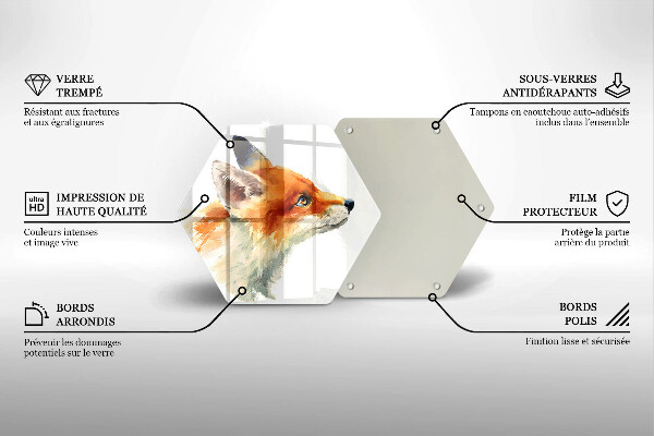 Üveg vágódeszka Festett róka