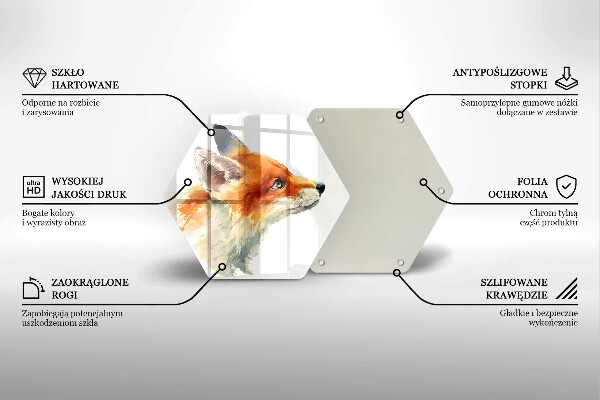 Üveg vágódeszka Festett róka