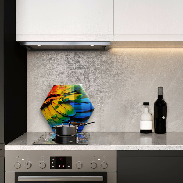 Üveg vágódeszka Színes papagáj toll