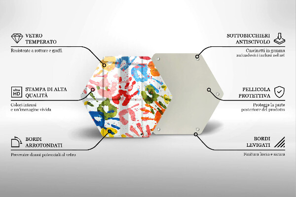 Üveg vágódeszka Gyermek kezek nyomai