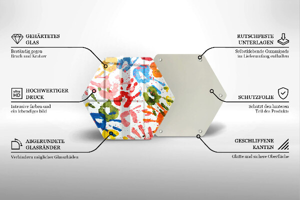 Üveg vágódeszka Gyermek kezek nyomai