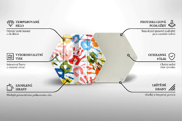 Üveg vágódeszka Gyermek kezek nyomai