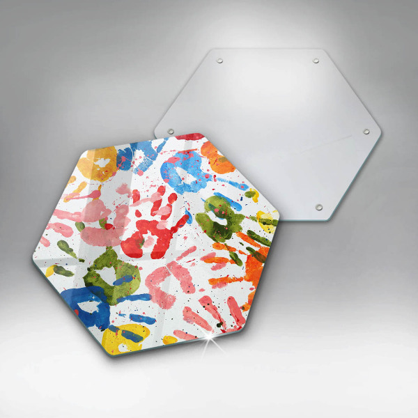 Üveg vágódeszka Gyermek kezek nyomai